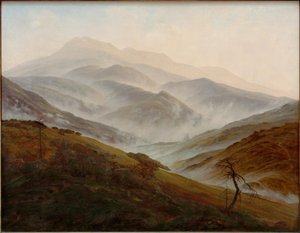 Paisaje de los Montes Gigantes con niebla ascendente
